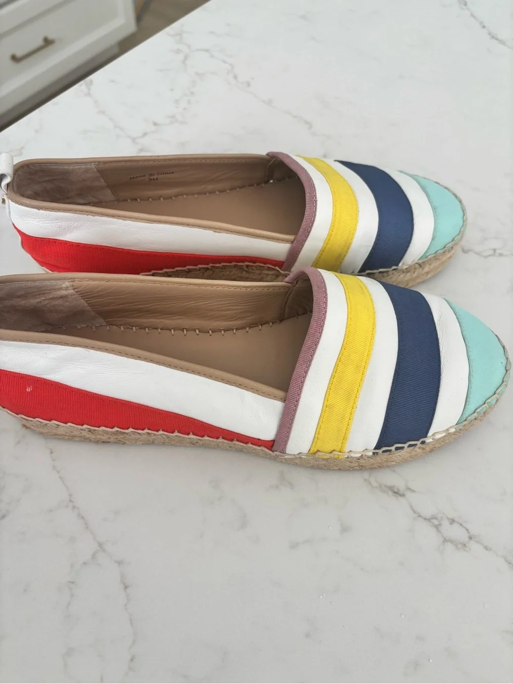 kate spade Multicolor Striped Espadrilles - Mint, Navy, Yellow, White, Pink
